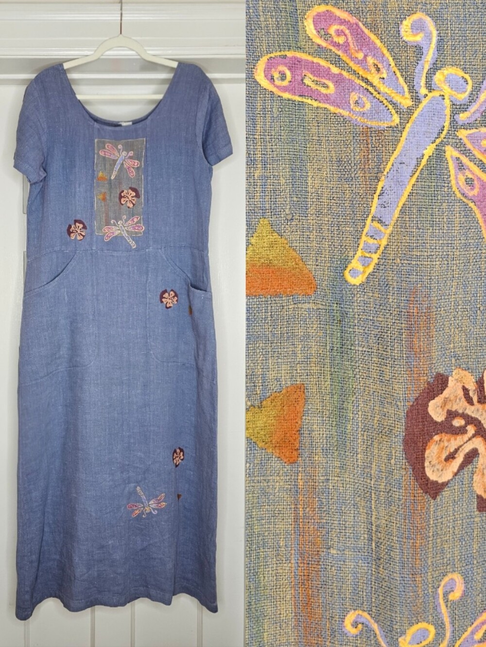 VTG 90s Linen Painted Midi Dress